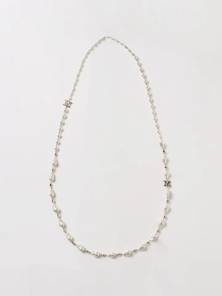 Max Mara metal necklace with synthetic pearls