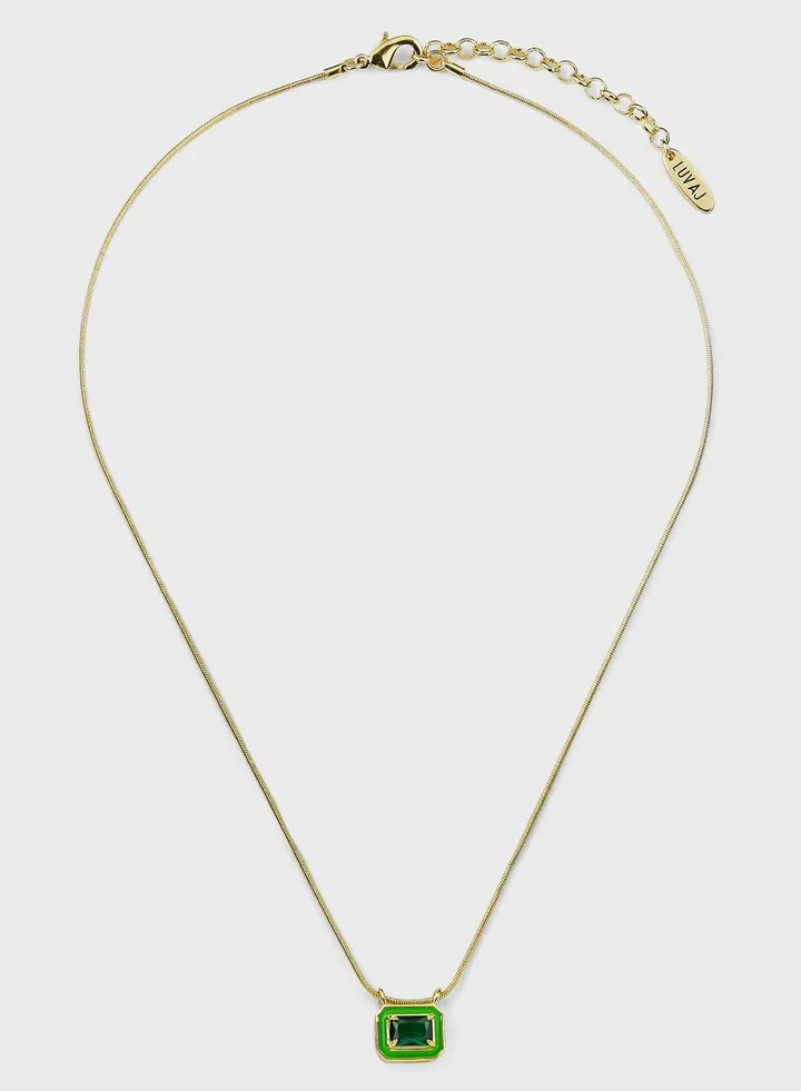 Bezel Pendant Long Necklaces