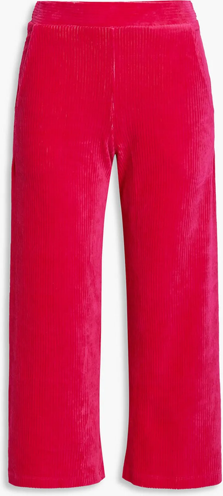Cropped ribbed cotton-blend velour wide-leg pants
