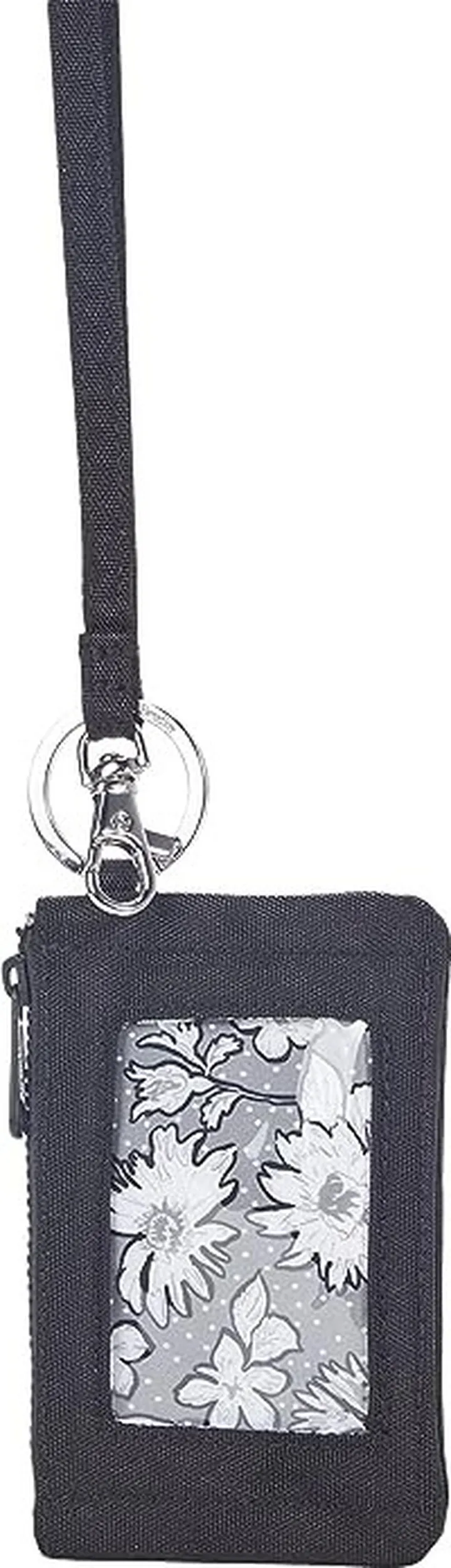 Vera Bradley Recycled Lighten Up Reactive Zip ID Case and Lanyard Combo (Black) Handbags