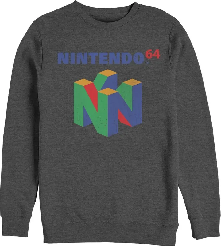 Men's Nintendo Classic N64 Logo Sweatshirt - Charcoal Heather - Small