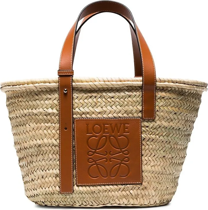 LOEWE PAULA'S IBIZA- Basket Raffia And Leather Tote Bag