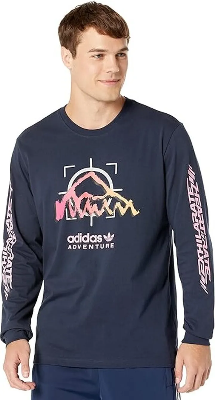 adidas Originals Adventure Ride Long Sleeve Tee (Legend Ink) Men's Clothing