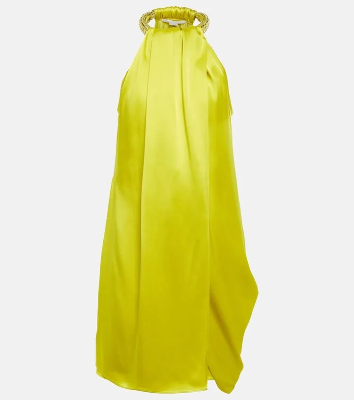 Halterneck satin minidress