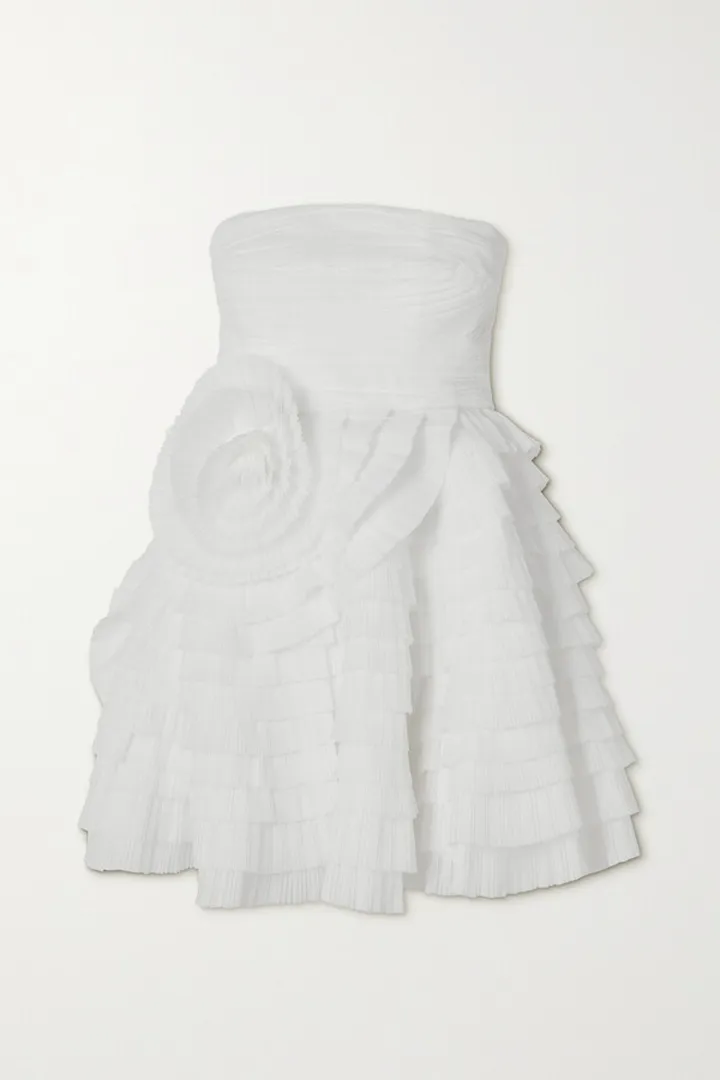Aje - Expressive Tiered Pleated Organza Mini Dress - Ivory