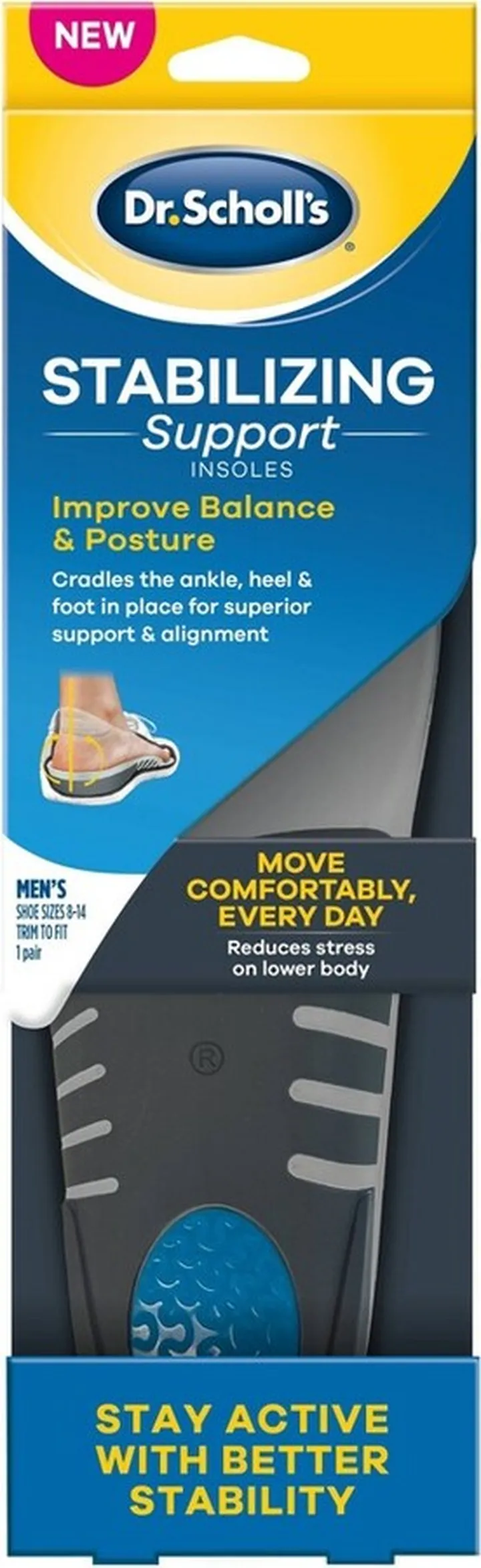 Dr. Scholl's Men Stabilizing Support Insoles - Size (8-14) - 1 Pair