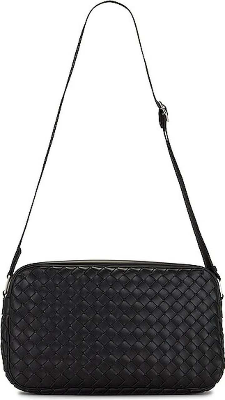 Bottega Veneta Bottega Large Classic Intrecciato Camera Bag in Black