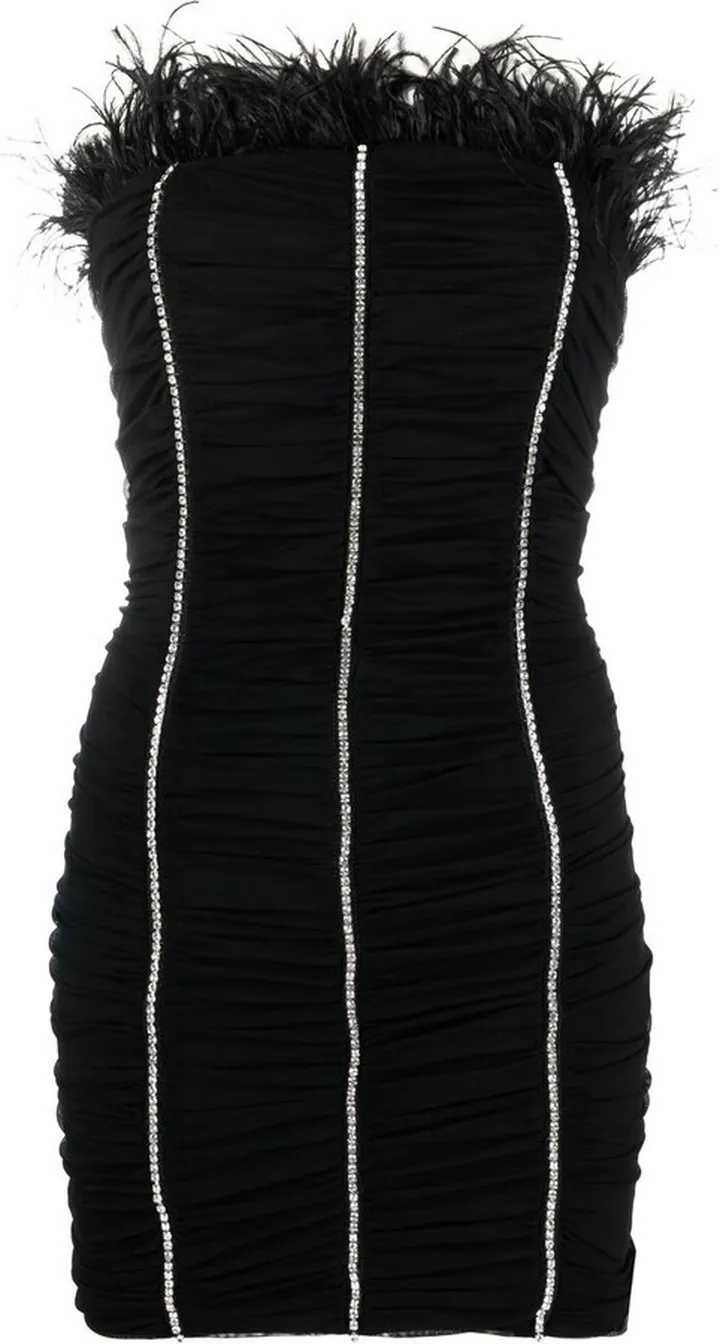 Crystal-Embellished Feather-Detail Dress