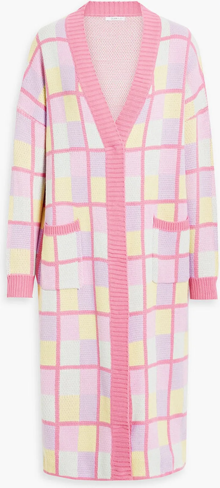 Checked knitted cardigan