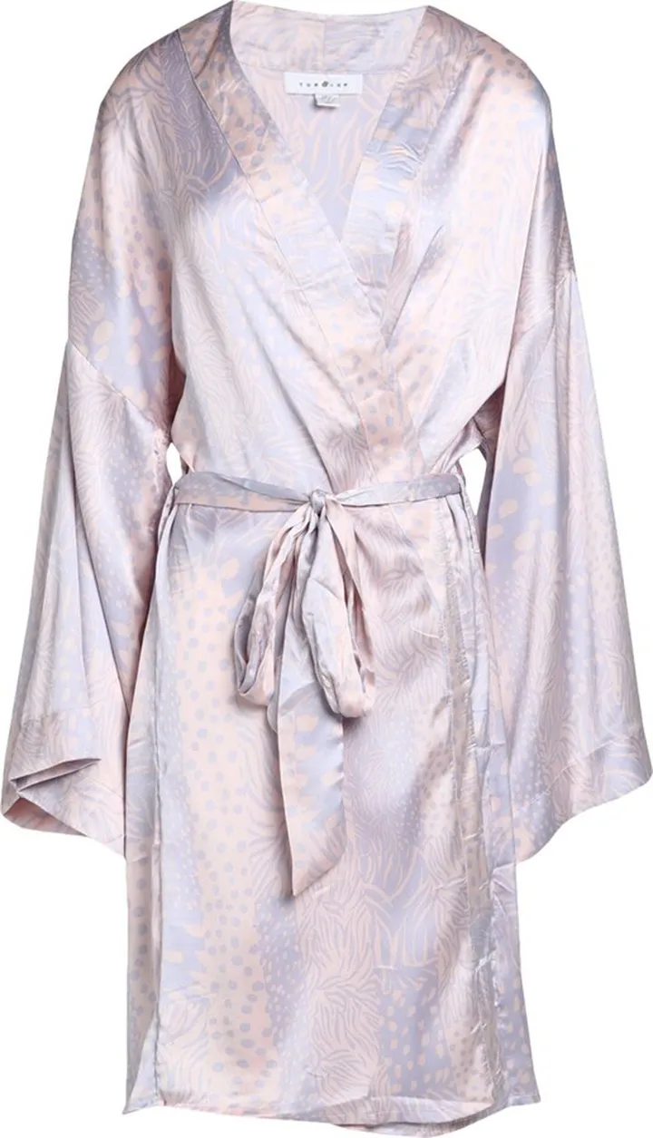 Topshop Pastel Patchwork Animal Printed Satin Robe And Sleep Mask Dressing Gown Or Bathrobe Light Pink