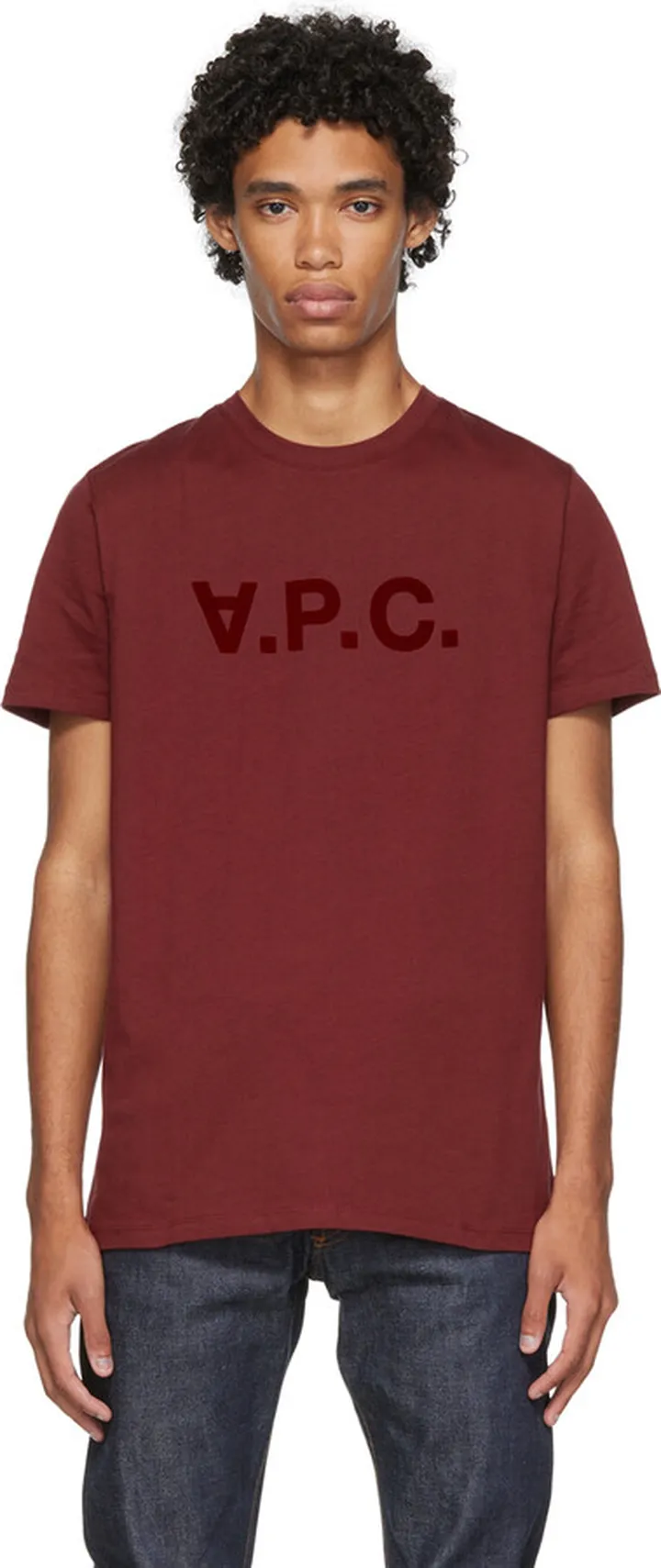 A.P.C. Burgundy Flocked T-Shirt