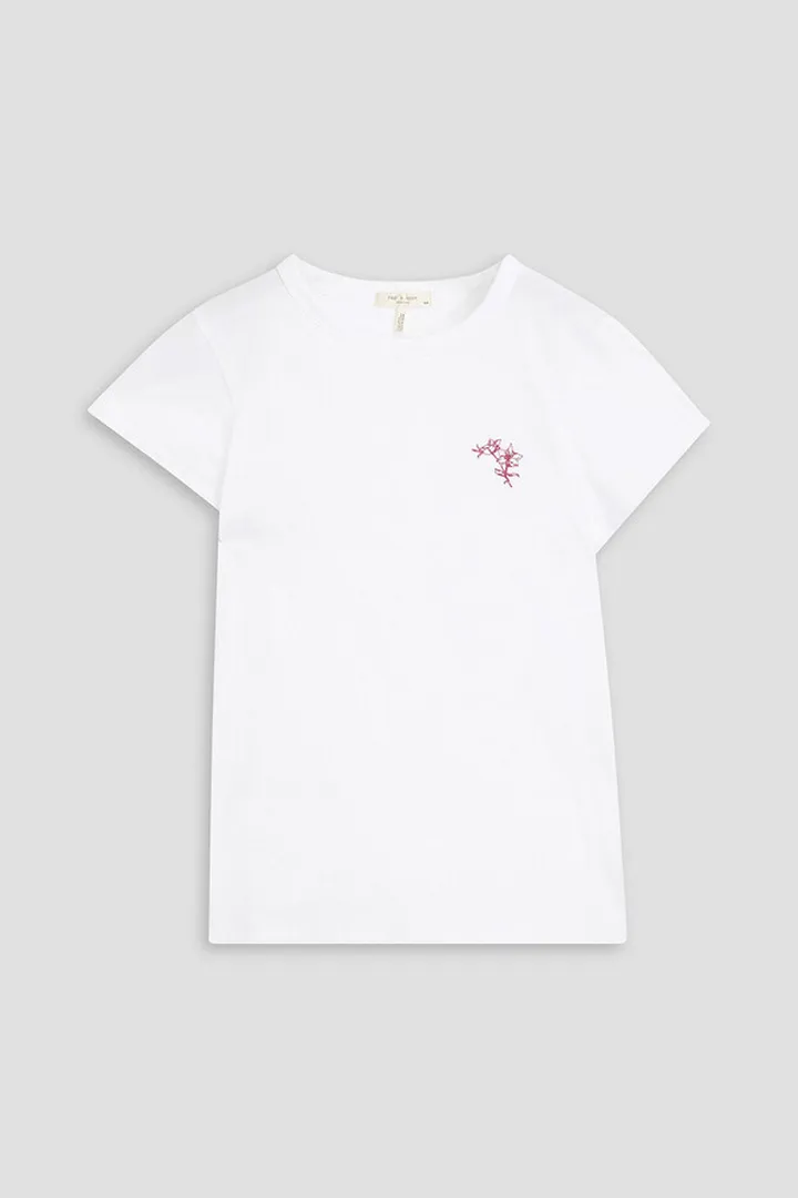 Floret embroidered organic cotton-jersey T-shirt