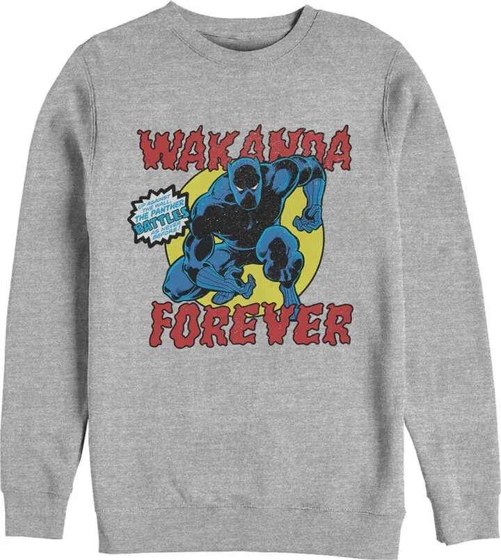 Men's Marvel Black Panther Retro Battle Sweatshirt - Athletic Heather - Large