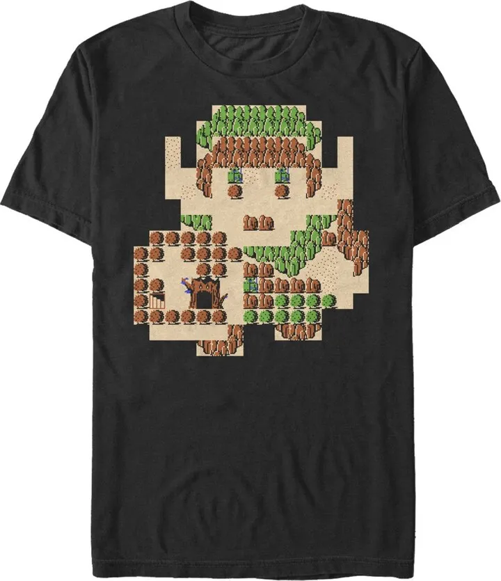 Men's Nintendo Zelda 8-Bit Map Link T-Shirt - Black - 3X Large