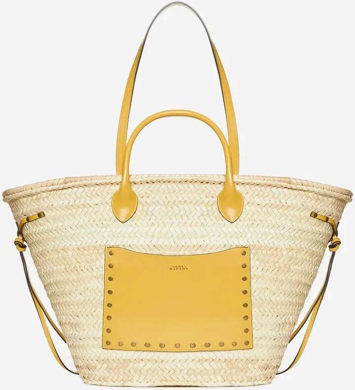 Cadix Straw And Leather Medium Tote Bag