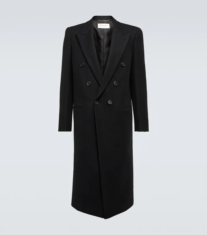 Double-breasted wool-blend overcoat