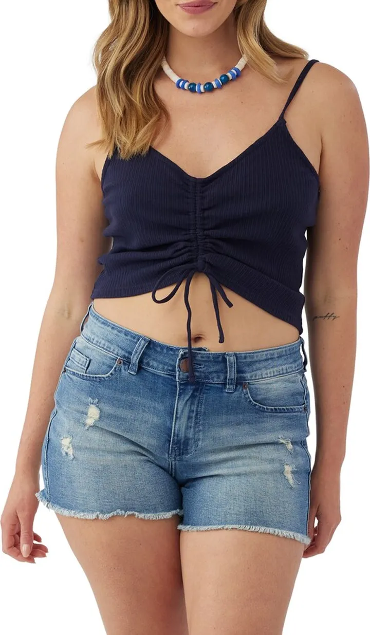 Marta Ruched Stretch Cotton Crop Camisole