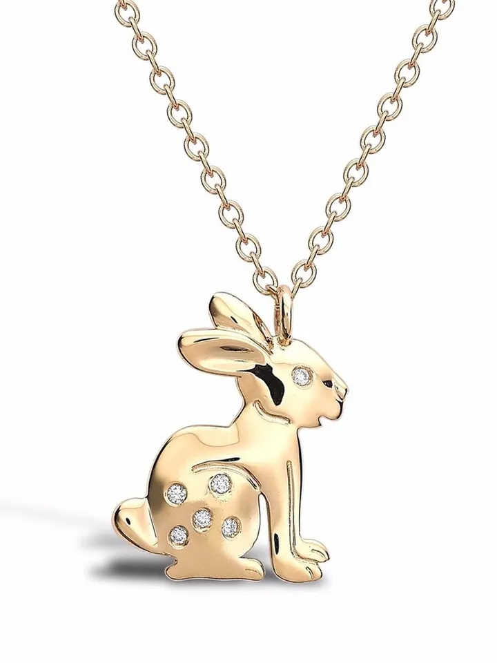 18kt yellow gold Zodiac Rabbit diamond pendant