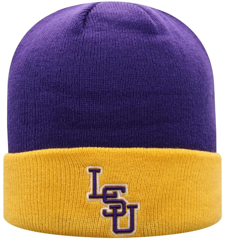 Men's Purple and Gold Lsu Tigers Core 2-Tone Cuffed Knit Hat