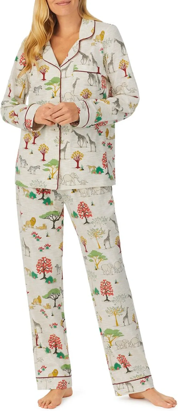 Print Stretch Organic Cotton Jersey Pajamas