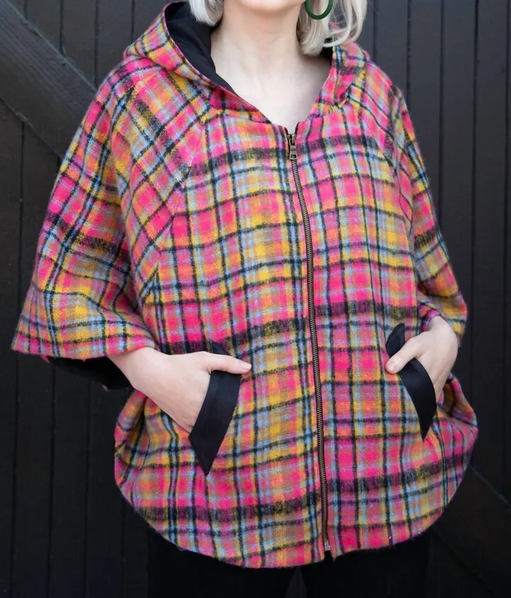 Mari Cape in Pink Plaid