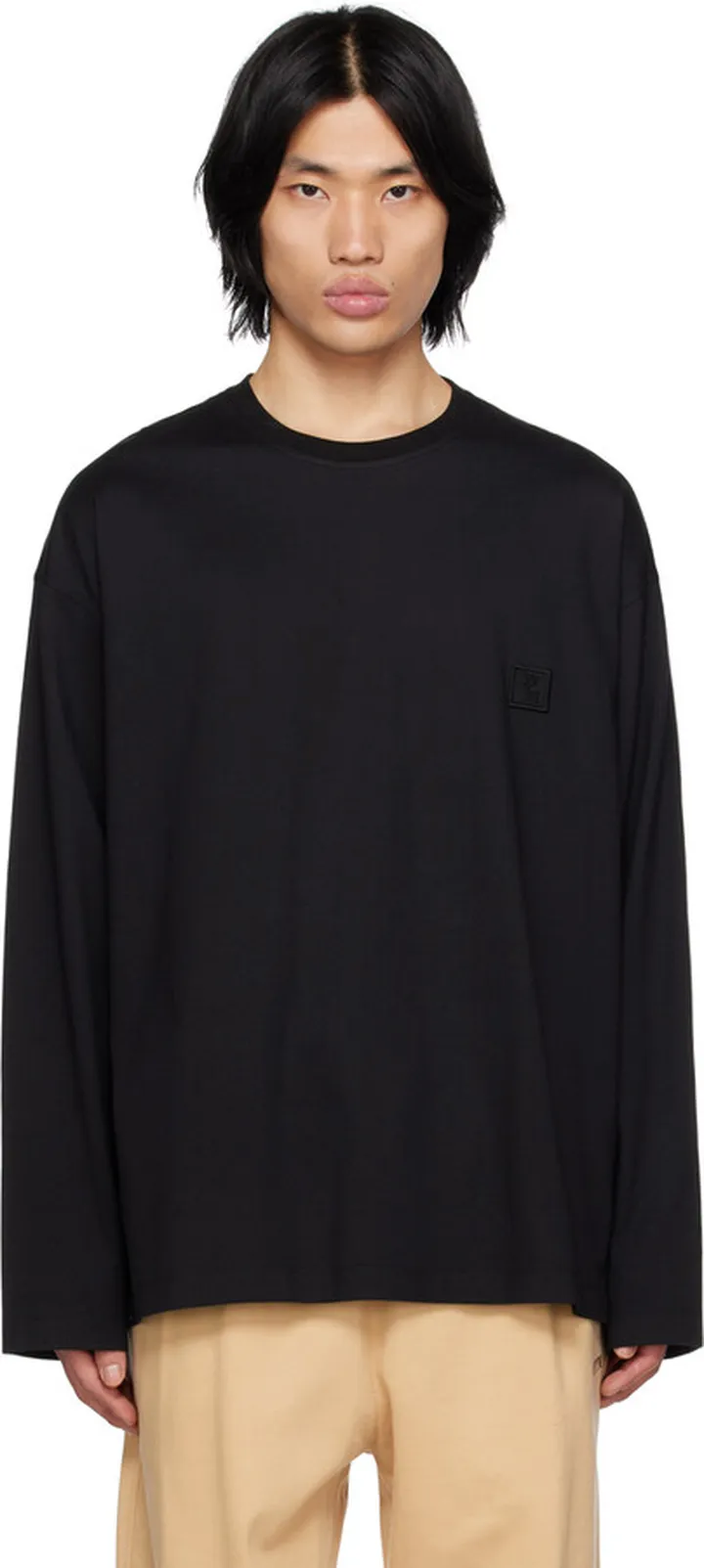 Wooyoungmi Black Feather Long Sleeve T-Shirt