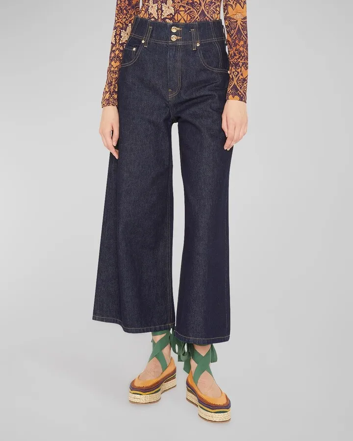 The Yvette Wide-Leg Cropped Denim Jeans