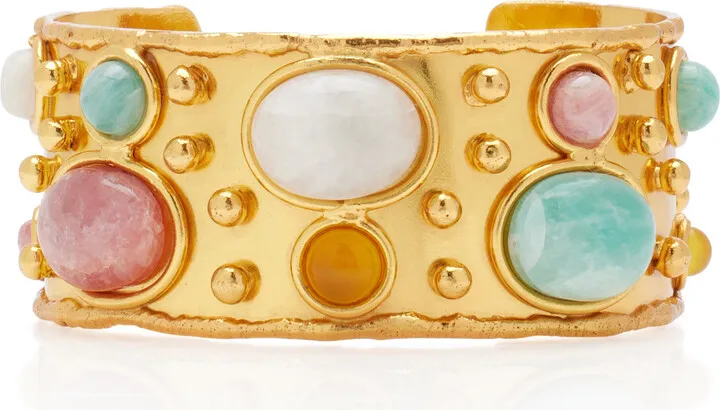 Women's Byzantine 22K Gold-Plated Multi-Stone Cuff