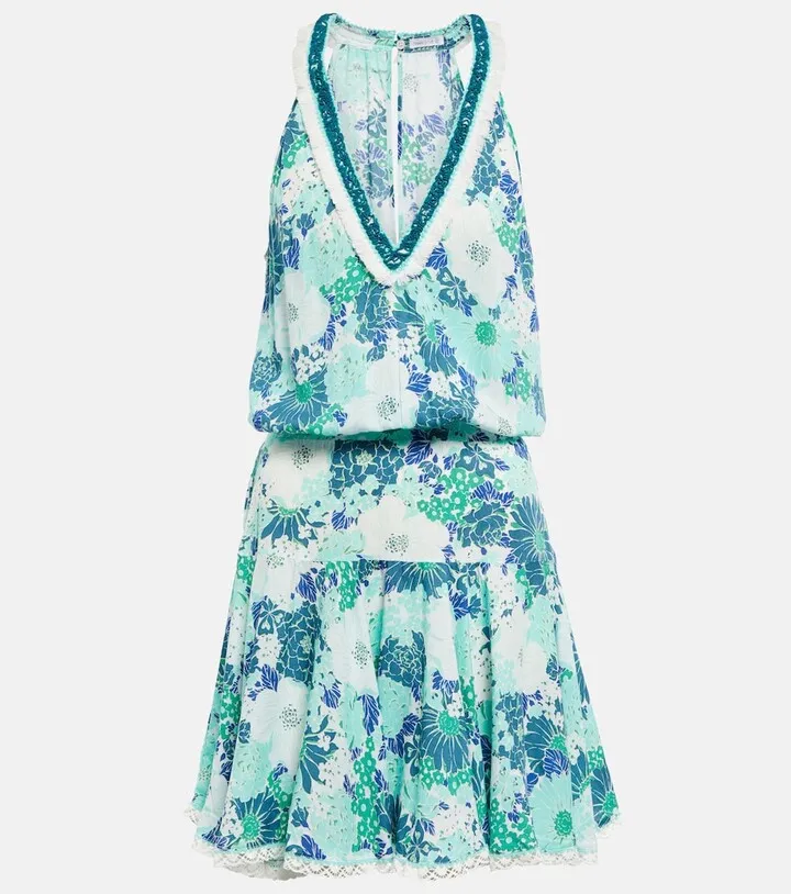 Agathe printed halterneck minidress