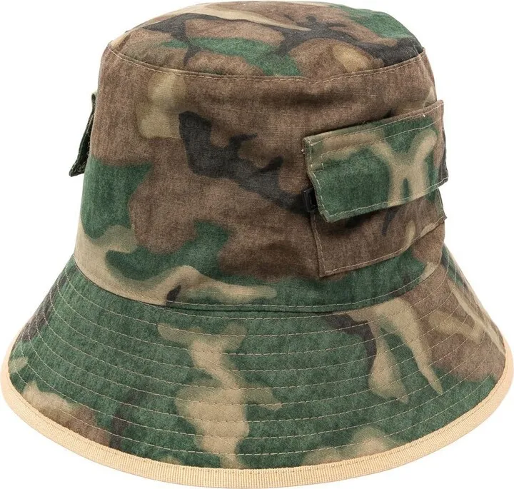 Camouflage Print Cotton Bucket HAt