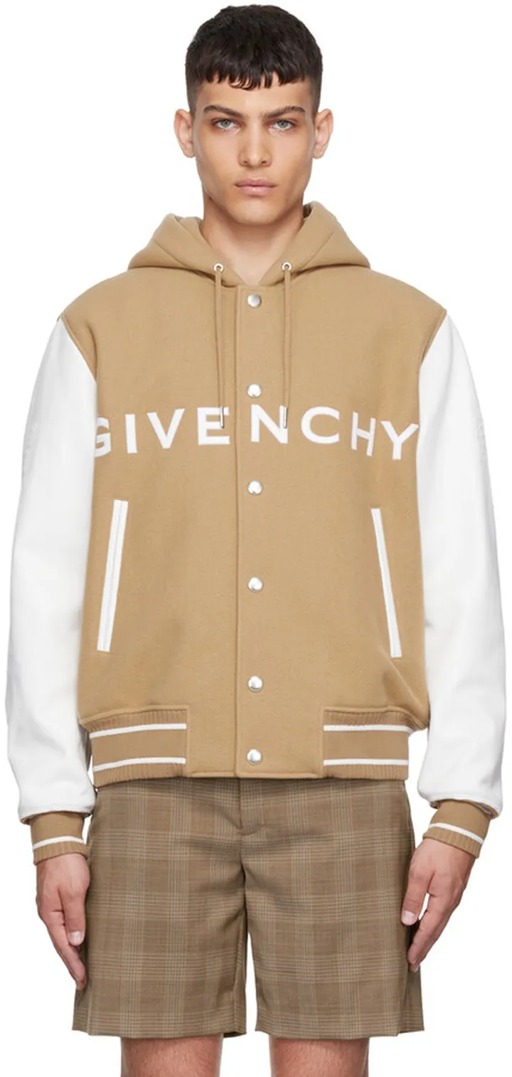 Givenchy Beige Leather Bomber Jacket