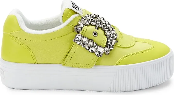 Buckle Retro Leather Sneakers