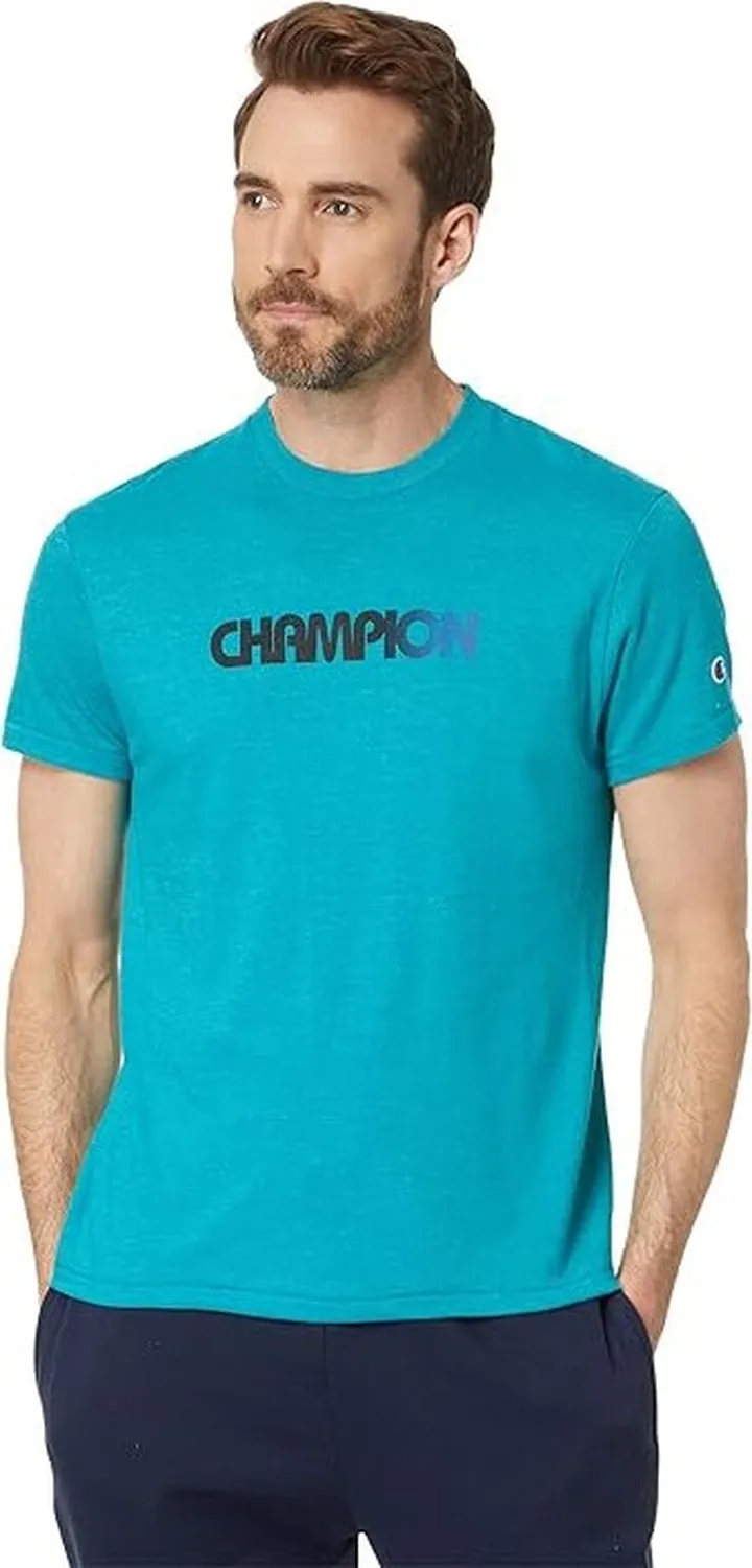 Champion Graphic Powerblend(r) Tee (Jungle Mint Heather) Men's Clothing