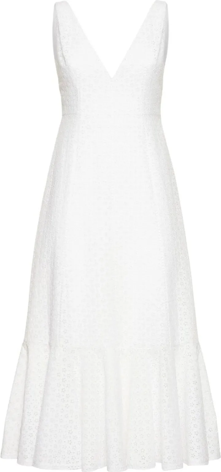 Embroidered cotton blend midi dress