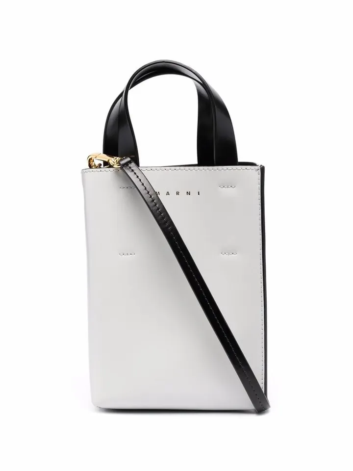 Two-Tone Leather Tote Bag