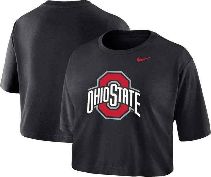 Women's Nike Black Ohio State Buckeyes Cropped Performance T-shirt