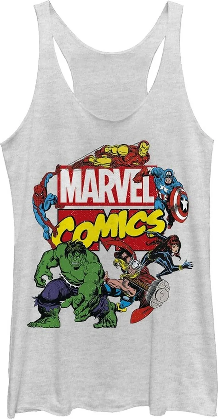 Women's Marvel Comics Racerback Tank Top - White Heather - X Large