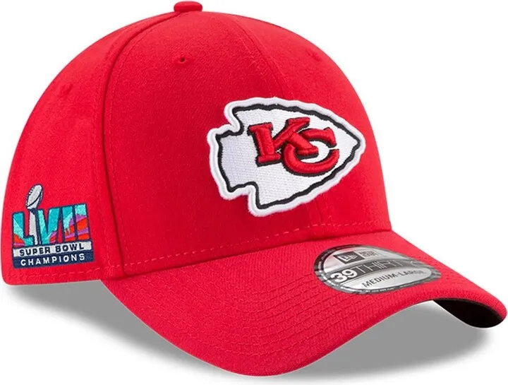 Men's New Era Red Kansas City Chiefs Super Bowl Lvii Champions Side Patch 39THIRTY Flex Hat