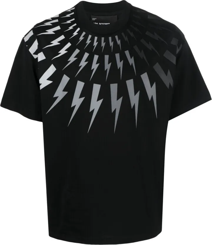 lightning-print cotton T-shirt