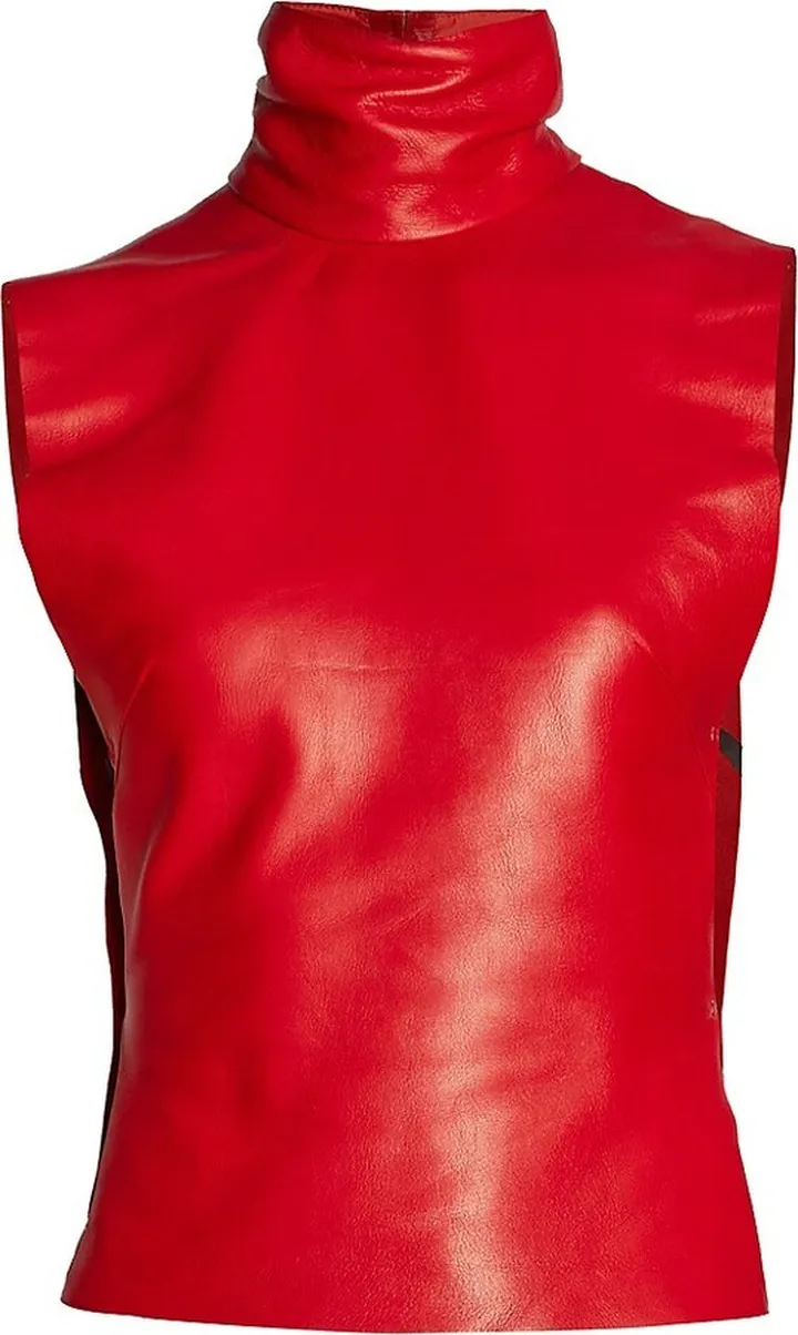 Larma Leather Turtleneck Top