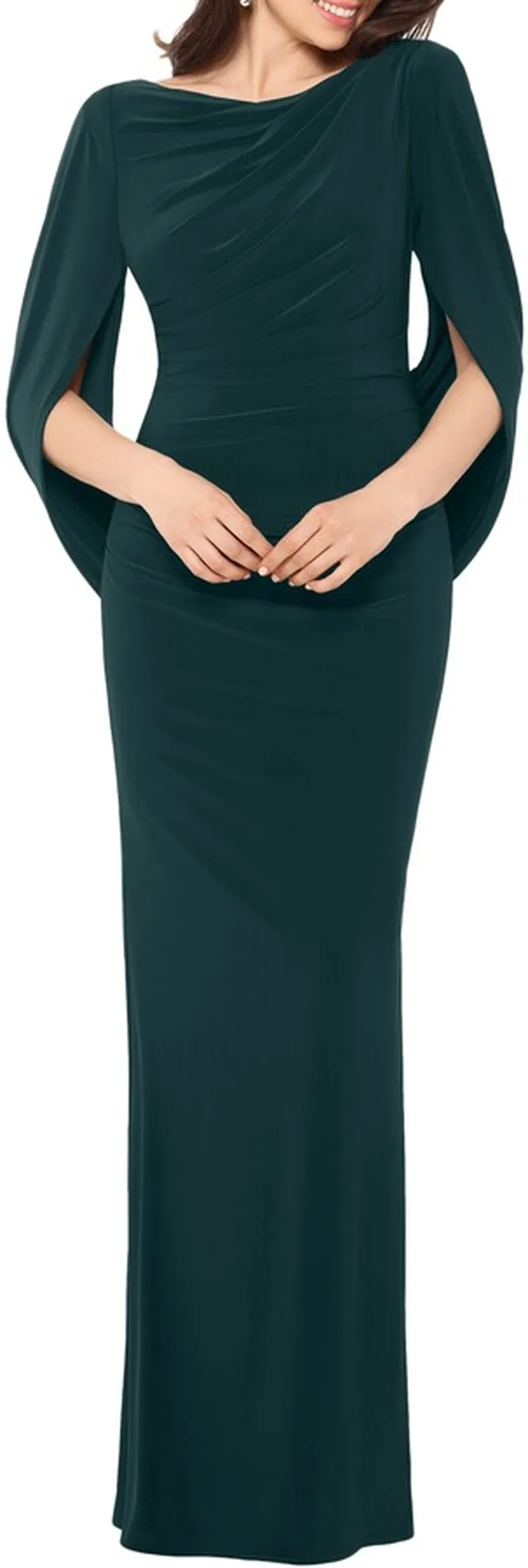 Drape Sleeves Trumpet Evening Gown