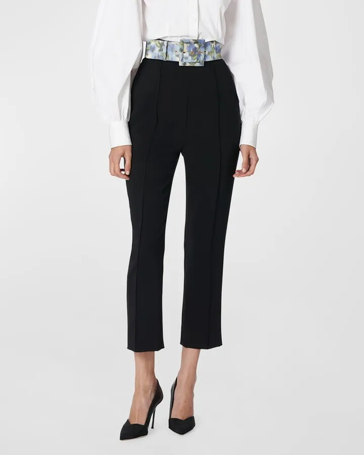 High-Rise Pinch Seam Skinny-Leg Ankle Pants
