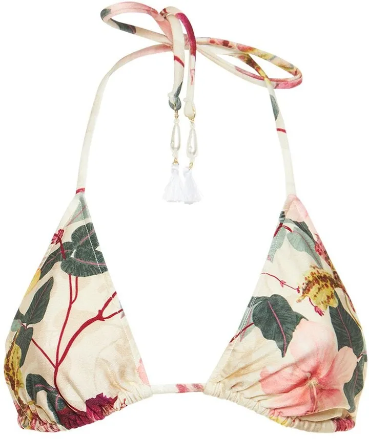 Hibiscus printed triangle bikini top