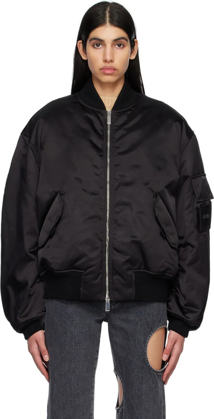 Off-White Black Zip-Up Bomber Jacket