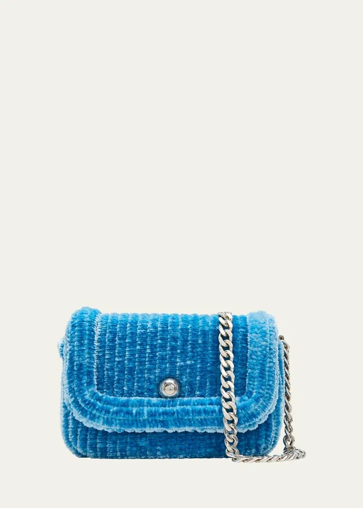 Lorma Velour Flap Shoulder Bag