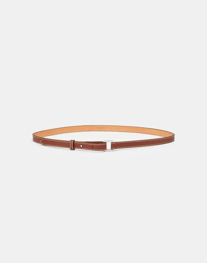 Soft Calfskin Leather Skinny Belt