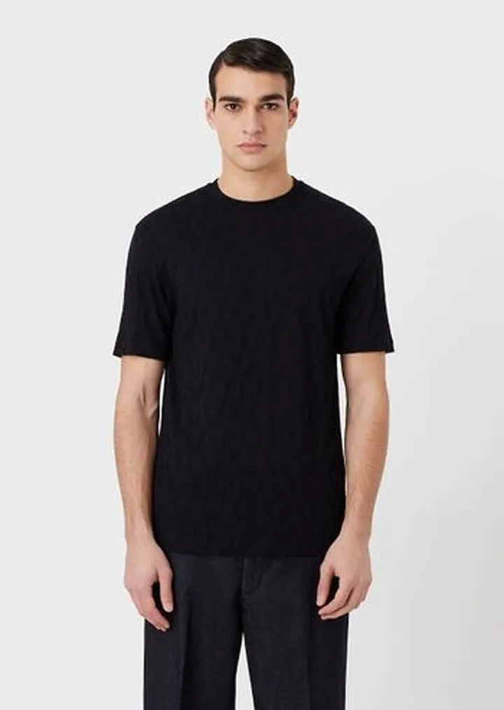 Jacquard stretch viscose-blend crew-neck T-shirt
