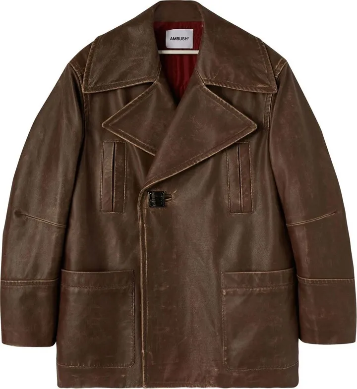 Leather Peacoat Jacket