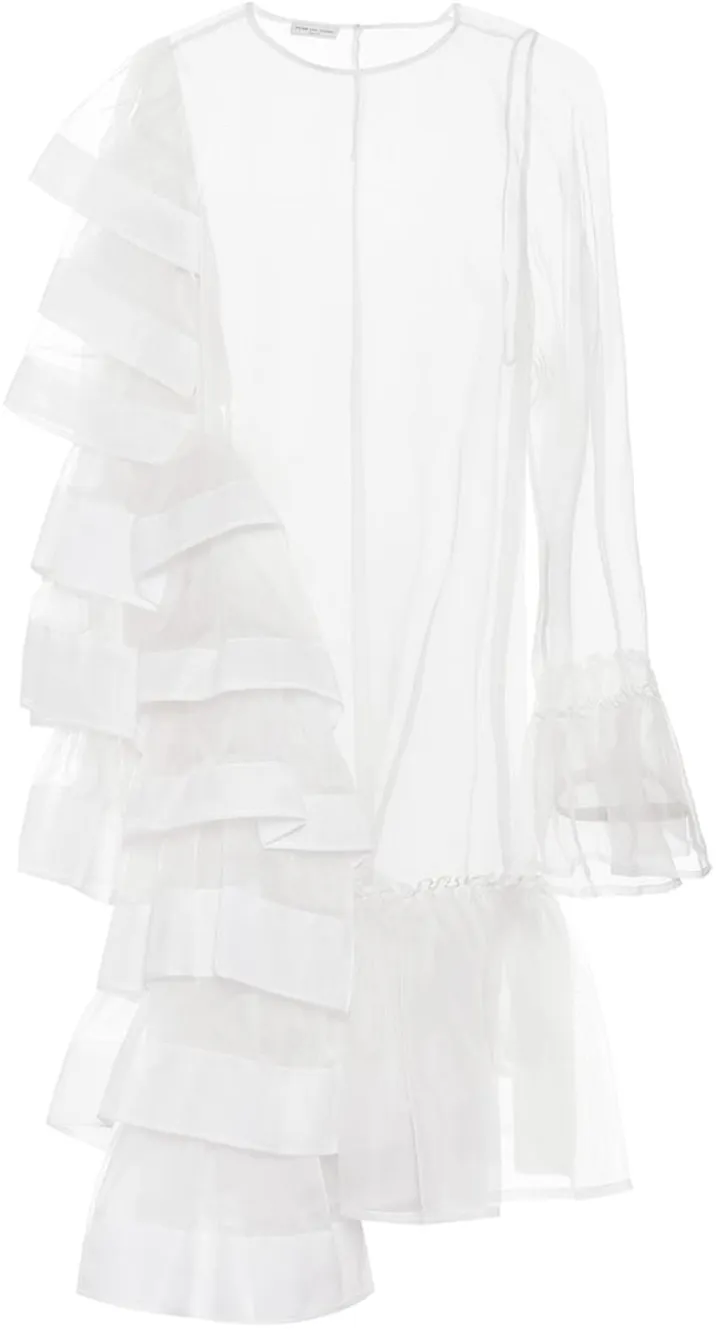 Ruffled silk organza minidress