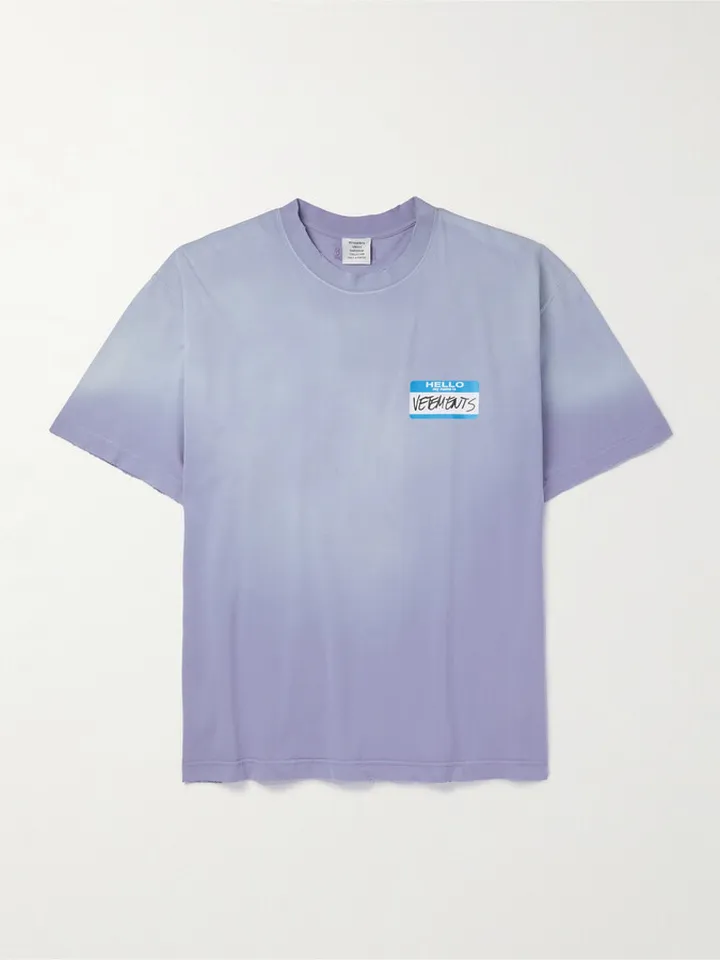 Oversized Distressed Logo-Print Cotton-Jersey T-shirt